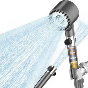 Filtered Shower Head with Handheld High Pressure Shower Heads 3 Spray Mode with ON/OFF Switch Power Wash for Bathroom Cleaning Shower Head with Filters Prevents Dry Skin and Damaged Hair
