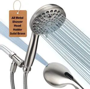 Shower Head with Handheld All Metal Holder & Extra Long 6 ft. Stainless Steel Hose Brushed Nickel 2.5 GPM
