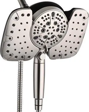 Nickel 2.5GPM Shower Head with Handheld High Pressure: 10 Rainfall Shower Head & HandHeld Shower Head 10 Spray Settings Detachable Shower Head with ON/OFF Switch and 15-Stage Filter