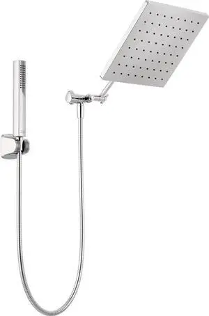 Faucet 10-inch Raincan Shower Head and Hand Held Shower Combo Chrome Square Shower Head Rainfall Shower Head Hand Shower High Pressure Shower Head 1.75 GPM Flow Rate Chrome 75527