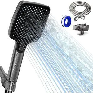 High Pressure Multi-Mode Handheld Showerhead - Anti-clogging nozzles built-in power wash function extra-long stainless steel hose