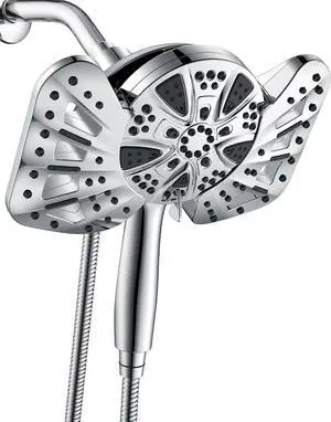 Dual High Pressure Shower Head: 10 Inch 2-in-1 Shower Heads with Handheld Spray Combo Anti-leak 10 Modes Hand Held Showerhead & Adjustable Rain Shower Head with Hose 60 Built-in Power Wash