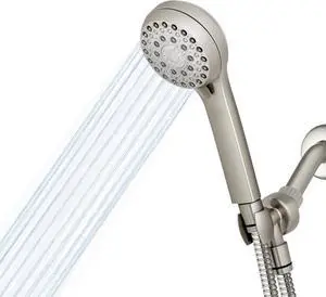 High Pressure Hand Held Shower Head With Hose PowerPulse Massage 6-Mode Brushed Nickel XAL-649ME
