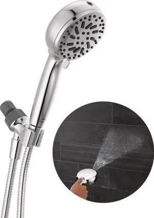 Faucet ProClean Chrome Shower Head with Handheld Showerhead with High Pressure Spray Handheld Shower Head 6 Spray Settings Chrome 75740