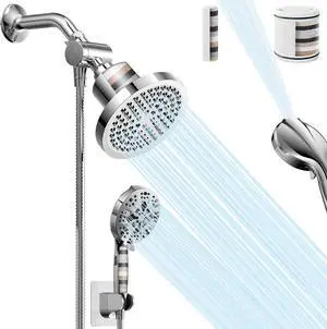 High Pressure Filtered Shower Head Combo with Handheld Spray 6 Rain Shower Head & 5 Handheld Shower Head with Filters 69 Stainless Steel Hose - Dual Shower Head Set for Bathroom Home