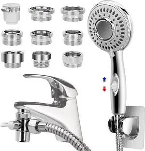 Shower Head Sink - Faucet Bathtub Hose Sprayer Attachment with 9 Adapters 79 Hose for Hair Washing Pet Dog Rinse & Baby Bath ON/OFF Extension for Tub Faucet Utility Sink Laundryroom Garden