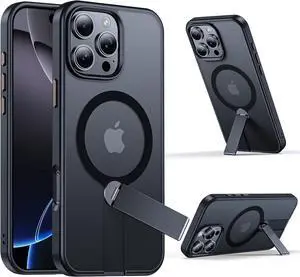 Designed for iPhone 16 Pro Max Case with 360° Spin Invisible Stand Compatible with MagSafe Military Grade Protective Shockproof Magnetic Phone Case for iPhone 16 Pro Max 6.9Black