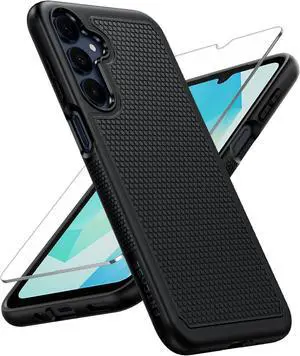 for  Galaxy A16-5G Case: Dual Layer Protective Heavy Duty Cell Phone Cover with Non Slip Textured Back - Shockproof Rugged Military Grade Drop Protection Bumper Tough Black