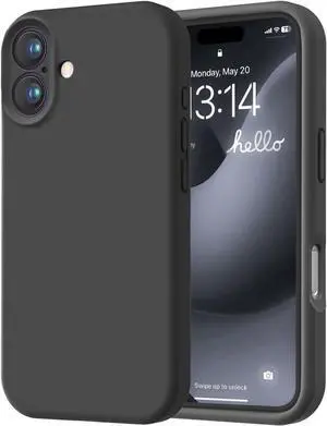 Designed for iPhone 16 Case Premium Silicone with [Soft Anti-Scratch Microfiber Lining] Shockproof Protective Phone Case for Men Women Girls 6.1 Black