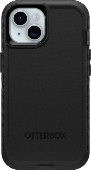 iPhone 15 iPhone 14 and iPhone 13 Defender Series Case - Black Screenless Rugged & Durable with Port Protection Includes Holster Clip Kickstand
