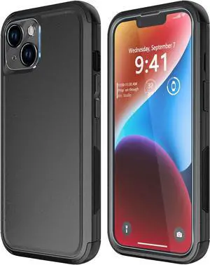 for iPhone 14 Case [Shockproof] [Dropproof] [Tempered Glass Screen + Camera Lens Protector] Heavy Duty Protection Phone Case Cover for iPhone 14 6.1inch