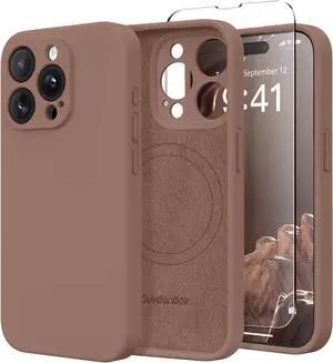 Magnetic for iPhone 13 Pro Max Case Compatible with MagSafe [Full Camera Protection][Screen Protector] Silicone Shockproof Protective Phone Case for iPhone 13 Pro Max 6.7 Brown