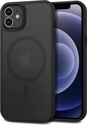 Magnetic Case for iPhone 12 & iPhone 12 Pro 2020 6.1 inch-Compatible with MagSafe & Magnetic Car Phone Mount TPU Thin Phone Cases Cover Protective Shockproof Anti-Fingerprint(Matte Black)