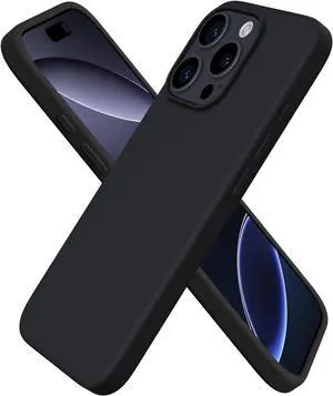 Compatible with iPhone 16 Pro Case 6.3 Slim Liquid Silicone 3 Layers Soft Gel Rubber Shockproof Protective Case with Anti-Scratch Microfiber Lining-Black