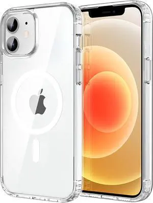 Magnetic Case for iPhone 12 & iPhone 12 Pro 6.1 inch-Compatible with MagSafe & Magnetic Car Phone Mount Not Yellowing Anti-Scratch (Clear)