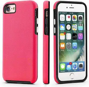 Heavy-Duty Case for iPhone SE 2022/2020 iPhone 8 /iPhone 7 - Dual Layer Military Grade Protection Elevated Screen & Camera Protection Slim Shockproof Non-Slip Phone Cover Pink