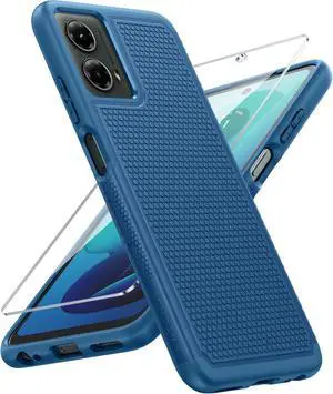 for Motorola Moto G-5G-2024 Case: Dual Layer Heavy Duty Cell Phone Protective Cover Shockproof Rugged with Non-Slip Textured - Military Drop Protection Bumper Tough Case (Blue)