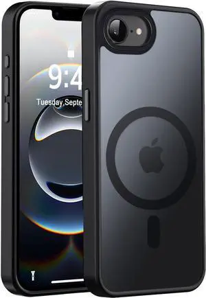 Designed for iPhone 16e Case with Magnetic [13 FT Military Drop Protection] [Compatible with Magsafe] Slim Translucent Matte Shockproof with Anti-Fingerprint Phone Case Black