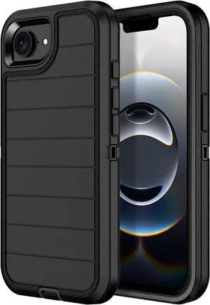 for iPhone 16e Case Heavy Duty 3-Layer[Shockproof][Dropproof][Dust-Proof] Military Grade Rugged Full Body Protection Cover Case for  iPhone 16e 6.1 inch 2025 Black