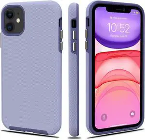 Heavy-Duty Case for iPhone 11 - Dual Layer Military Grade Protection Elevated Screen & Camera Protection Slim Shockproof Non-Slip Phone Cover Light Purple