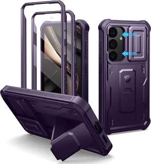 for  Galaxy S25 Case with Built-in Slide Camera Cover& Screen Protector&Kickstand Heavy-Duty Shockproof Rugged Case Full-Body Bumper Protective Cover for Galaxy S25(2025) Phantom Purple