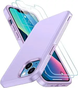 Designed for iPhone 13 Case [10 FT Military Grade Drop Protection] [with 2 pcs Tempered Glass Screen Protector] Slim Case for iPhone 13 6.1 inch (Purple)