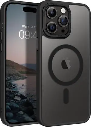 Magnetic for iPhone 14 Pro Case [Compatible with Magsafe] Translucent Matte 14 Pro Phone Case Slim Thin Shockproof Women Men Girls Boys Protective Cover Cases for iPhone14 Pro 6.1 Black