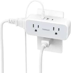 Surge Protector Outlet Extender Multi Plug Splitter with 4 Electrical Outlets 3 USB Ports(1 USB C) Multiple Plug Mini Wall Expander for Home Bathroom Office Dorm Room Essentials