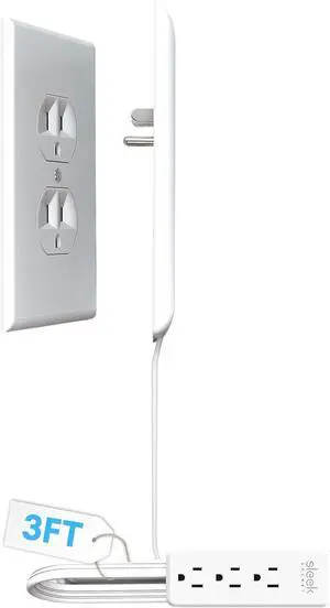 Sleek Socket Original & Patented Ultra-Thin Outlet Concealer with Cord Concealer Kit Flat Extension Cord with Multi Outlets Power Strip Ideal for Home Improvement Hide Bulky and Messy Cords