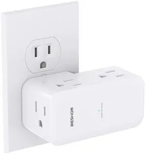 Surge Protector Outlet Extender- with Rotating Plug 6 AC Multi Plug Wall Outlet 4-Sided Outlet Splitter 900J Wall Outlet Adapter for Bathroom Home Travel Dorm Room Essentials