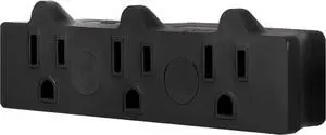 General Electric 3-Outlet Extender Grounded Wall Tap 3-Prong Multiple Plug Power Splitter Cruise Essentials Use for Home Office School Dorm UL Listed Black 50911