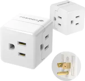 3 Outlet Wall Adapter Cube Tap 90 Degree Wall Tap Triple Power Adapter Outlet Splitter 3 Prong Multi Plug Outlet 3 Way Plug Adapter Outlet Extender for Home or Travel ETL Listed