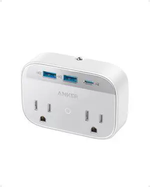 Portable Outlet Extender with Foldable Plug 5 Multi-Plug Outlet High-Speed 30W USB C Power Delivery Compatible with iPhone 15/15 Plus/15 Pro/15 Pro Max Compact for Travel Home TUV Listed