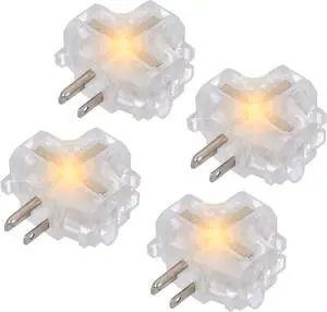 3-Outlet Grounding Adapter Heavy Duty 3 Way Plug Adapter ETL Listed Grounded Power Tap 3 Prong Outlet Splitter (Transparent with Light 4 Pack)