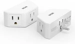 2 Pack Small Electric Outlet Adapter Multi Plug Wall Outlet Extender 3 Prong Adapter 3 AC Plug Extender for Travel Cruise Ship Dorm Room essentials