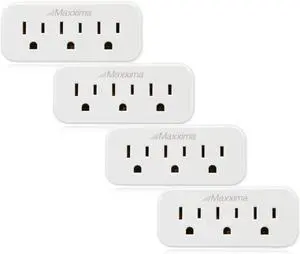 3 Grounded Multi Outlet Adapter Wall Plug - Outlet Extender Wall Tap Turns 1 Outlet into 3 Indoor 3 Way Plug Splitter - White - 4 Pack