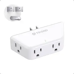 Outlet Extender Surge Protector - Multi Plug Wall Outlet with 4 Grounded Sockets 3 Way Angled Plug Adapter 900J Electrical Wall Splitter for Home Office Travel Dorm Room White