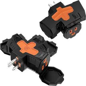 - Electrical Multi-Outlet 3-Way Indoor Outdoor Adapter with Protective Cover ETL Listed Heavy-Duty Grounded Power Tap 2 Pack 1875W/15Amps Plug Splitter for Home Office Outdoor Orange