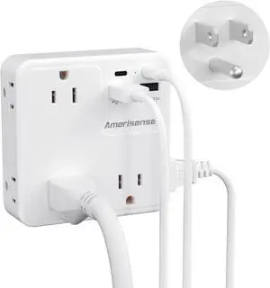Multi Plug Outlet Extender with USB 900J Wall Charger with 6 AC Outlets & 4 USB Ports (2 Type-C & 2 Type A Ports) Surge Protector Multiple Outlets for Home Kitchen Office White