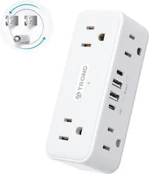 Outlet Extender Surge Protector 6 AC Outlet Splitter with 360° Rotating Plug Multi Plug Adapter with PD 20W USB C 900J 2 USB-A & 2 USB-C 3 Way Wall Extension Adapter for Home Office Travel