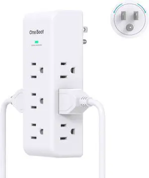 Surge Protector Outlet Extender with Rotating Plug 9 AC Multi Plug Wall Outlet Expander 1800J Wall Charger 3-Sided Power Strip Electrical Plug Adapter Outlet Splitter for Home Office College Dorm