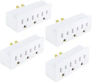 3 Outlet Adapter Extender 3 Way Grounded Plug Splitter 1 to 3 Plug outlet splitter White 4PACK