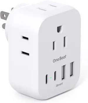 Travel Cruise Ship Essentials Multi Plug Wall Outlet Extender with 4 Outlets 4 USB Ports (2 USB-C) Cruise Approved Power Strip Non Surge Protector Travel Plug Adapter Cruise Must Haves