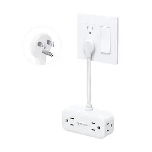 Outlet Extender with 6 Inch Cord Flat Plug Adapter with 4 Electrical Sockets 900J Surge Protector Wall Mountable Multi Plug Wall Outlet for Home Office Travel White