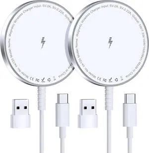for MagSafe Charger: Magnetic Wireless Charging Pad for iPhone 16 15 14 13 12 Series & AirPods 4-2 Pro Strong Magnet Aluminum Alloy USB-C/A Ports Ultra-Thin & Portable Ideal for Desk & Bedside