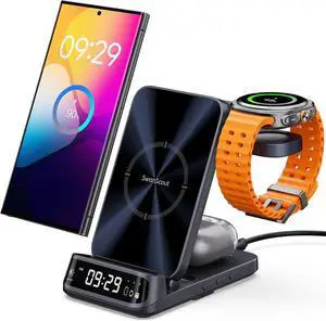 Wireless Charging Station for  3 in 1 Wireless Charger for  S25/S24/S23/Z Flip/Z Fold for Galaxy Watch 8 Classic/8/Ultra/7/FE/6/5 708S (NO Adapter)