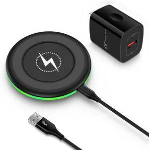 Wireless Charger Fast Charging Pad for Galaxy S25 Ultra/S25 Plus/S25/S24FE/S23+/S22/S21/S20/S10 Wireless Phone Charger for Android iPhone 16e/1514/13/12 Pro Max Google Pixel 9 with QC Adatper