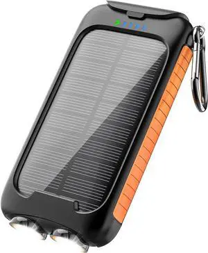 Solar Charger 38800mAh Solar Power Bank Outdoor Portable Charger External Waterproof Battery Pack 5V/3.1A Fast Charger Type C Ports with LED Flashlights Perfect for Travel Camping