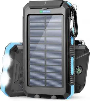 Solar-Charger-Power-Bank-38800mAh Solar Power Bank with 2.4A USB-A Output Ports Compatible with iPhone  Galaxy and More Dual Emergency LED Flashlight Perfect for Hiking Camping