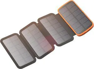 Solar Power Bank 10000mAh Built in 4 Panels 15W Fast Charging Solar Charger Outdoor Extenal Battery Pack for iPhone 15/15 Plus/15 Pro/15 Pro Max iPhone 14/13 Series  Galaxy